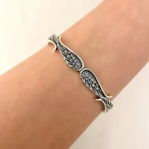925 Sterling Silver Wings Cuff Bracelet Silver Vintage Bangle Bracelet